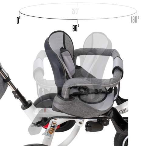 Rowerek Trójkołowy Trike Fix 3w1 z daszkiem obracany regulowany spacerówka prowadnik pasy V3 szary Rowerek Trójkołowy Trike Fix 3w1 z daszkiem obracany regulowany spacerówka prowadnik pasy V3 szary