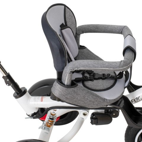 Rowerek Trójkołowy Trike Fix 3w1 z daszkiem obracany regulowany spacerówka prowadnik pasy V3 szary Rowerek Trójkołowy Trike Fix 3w1 z daszkiem obracany regulowany spacerówka prowadnik pasy V3 szary