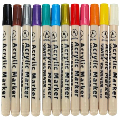 Markery akrylowe do tkanin kamieni pisaki flamastry mazaki wodoodporne DIY 12 szt. Markery akrylowe do tkanin kamieni pisaki flamastry mazaki wodoodporne DIY 12 szt.