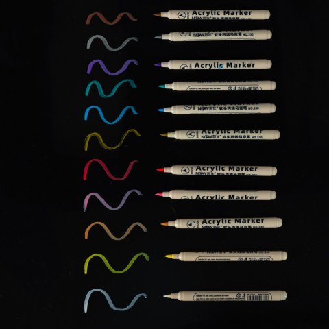 Markery akrylowe do tkanin kamieni pisaki flamastry mazaki wodoodporne DIY 12 szt. Markery akrylowe do tkanin kamieni pisaki flamastry mazaki wodoodporne DIY 12 szt.