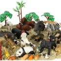 Figurki zwierząt zwierzęta zoo safari farma akcesoria skrzynka 59 el.