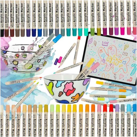 Markery akrylowe do tkanin kamieni pisaki flamastry mazaki wodoodporne DIY 48 szt. Markery akrylowe do tkanin kamieni pisaki flamastry mazaki wodoodporne DIY 48 szt.