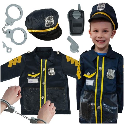 Kostium strój karnawałowy przebranie policjant kajdanki czapka zestaw 3-8 lat Kostium strój karnawałowy przebranie policjant kajdanki czapka zestaw 3-8 lat