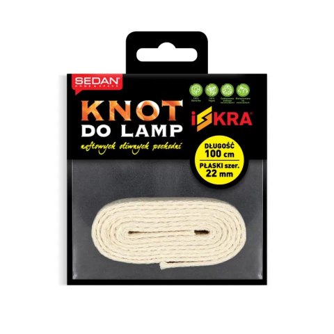 Knot do lampy naftowej, oliwnej i pochodni, płaski 22 mm/100 cm Knot do lampy naftowej, oliwnej i pochodni, płaski 22 mm/100 cm