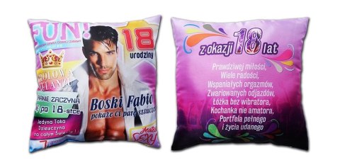 Poduszka urodzinowa 18-nastka Boski Fabio Poduszka urodzinowa 18-nastka Boski Fabio