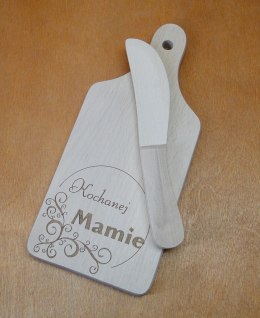 Deska drewniana + nożyk DLA MAMY 24 x 10 cm.