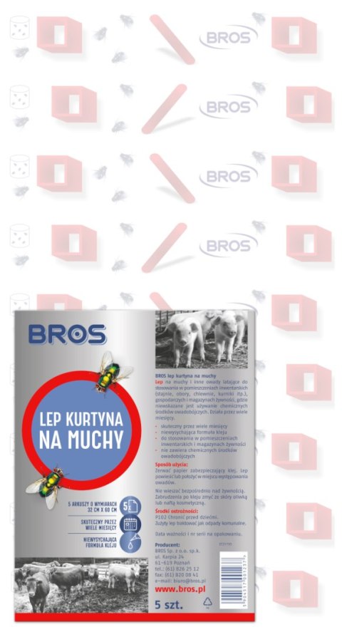 Lep kurtyna na muchy 5szt. 32x60cm | 00123 Lep kurtyna na muchy 5szt. 32x60cm | 00123