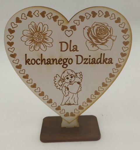 Serce drewno stojące DZIADEK, 11 x 10.5 cm Serce drewno stojące DZIADEK, 11 x 10.5 cm